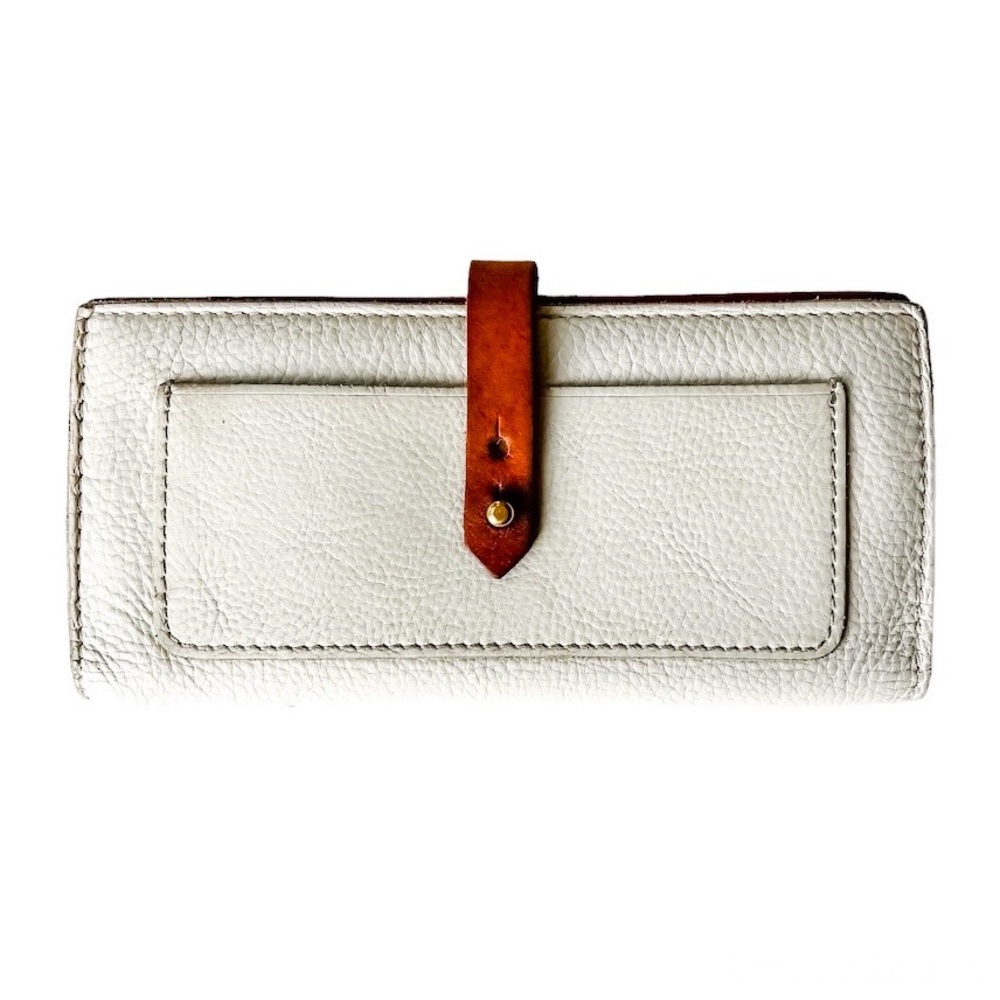 leather Madewell wallet ~ white and natural leather